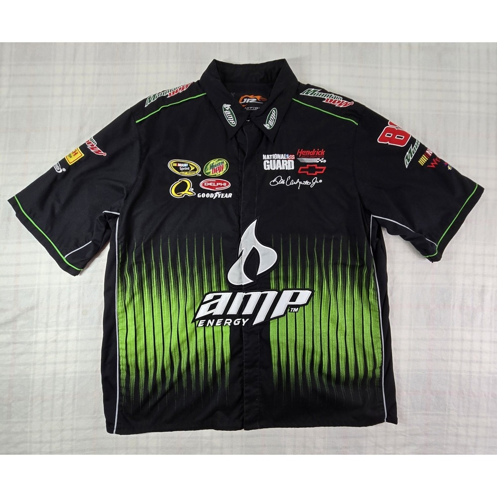 Dale Earnhardt Jr Amp Energy Pit Crew Shirt Snap Front Shirt NASCAR Hendrick 2XL